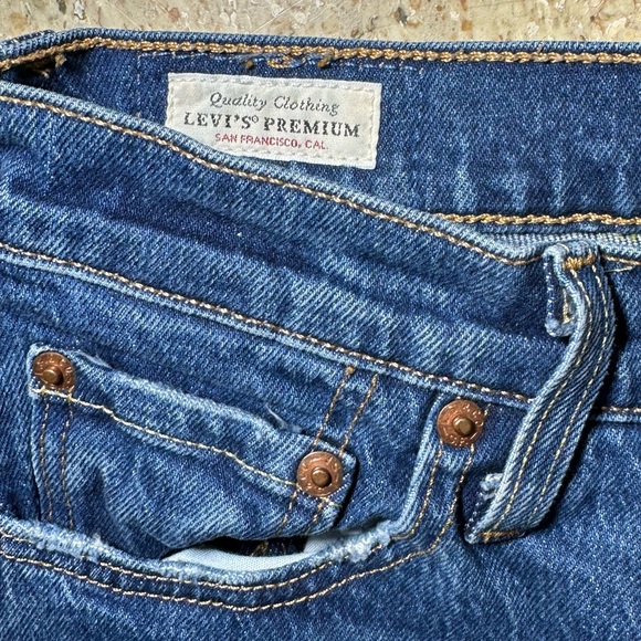 Levis Women 501s Skinny Blue Denim Button Fly Jeans 25x28 Premium Big E - Picture 4 of 8
